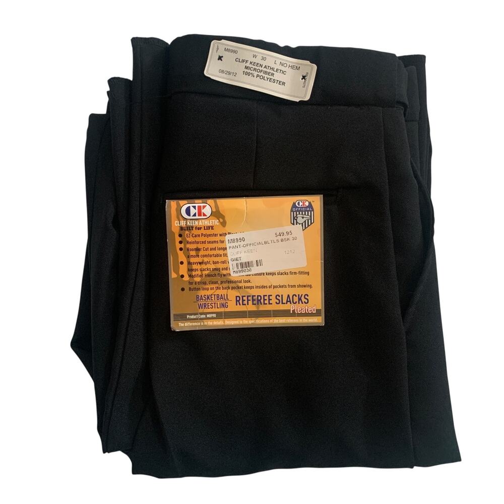 Cliff Keen Athletic Men's Size 30 Pleated Basketaball Wrestling Pants No Hem New